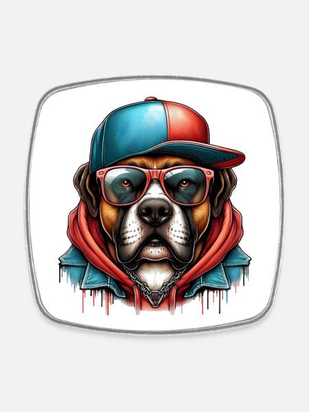 Hund - Viereckiger Kühlschrankmagnet - Weiß