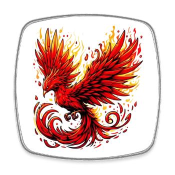 Red Phoenix - Square fridge magnet - white - Front