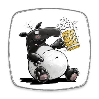 Tapir Trinkt Bier Tabier Wortspiel - Viereckiger Kühlschrankmagnet - Weiß - Vorne