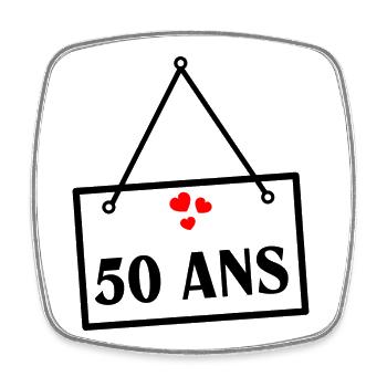 50. 50 JAHRE. 50-JÄHRIGES JUBILÄUM. 50-JÄHRIGES JUBILÄUM. - Viereckiger Kühlschrankmagnet - Weiß - Vorne