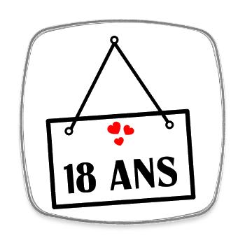 18. 18 YEARS OLD. 18th ANNIVERSARY. 18 BIRTHDAY. - Square fridge magnet - white - Front