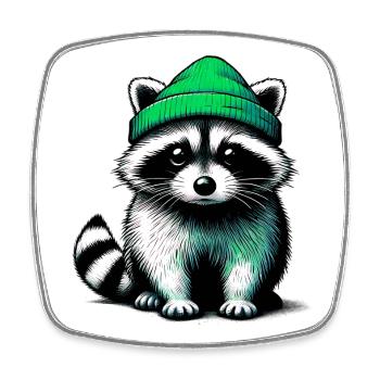 Waschbär - Viereckiger Kühlschrankmagnet - Weiß - Vorne