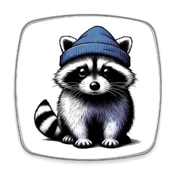 Raccoon - Square fridge magnet - white - Front