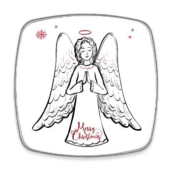 Ange Joyeux Noël - Magnet carré - blanc - Devant