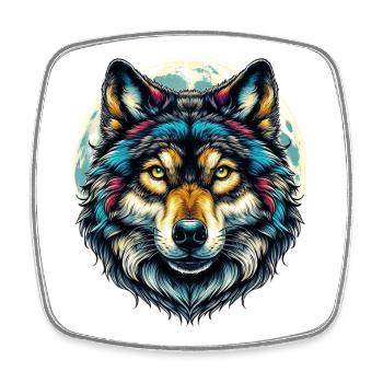 Loup - Magnet carré - blanc - Devant