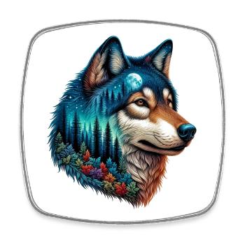 Loup - Magnet carré - blanc - Devant