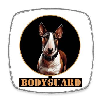Bullterrier Hund Portrait Kreis - Viereckiger Kühlschrankmagnet - Weiß - Vorne
