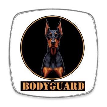 Bodyguard Dobermann Kreis - Viereckiger Kühlschrankmagnet - Weiß - Vorne