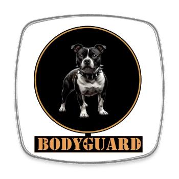 Hund mit Spikes – Staffordshire Bullterrier - Viereckiger Kühlschrankmagnet - Weiß - Vorne