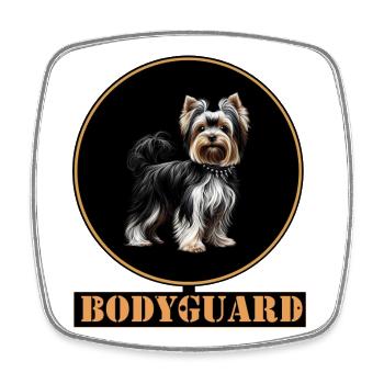 Yorkshire Terrier : Wachhund im Goldring - Viereckiger Kühlschrankmagnet - Weiß - Vorne