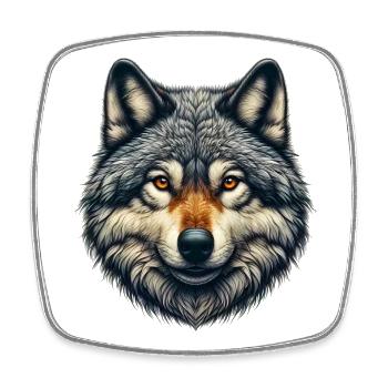 Wolf - Viereckiger Kühlschrankmagnet - Weiß - Vorne