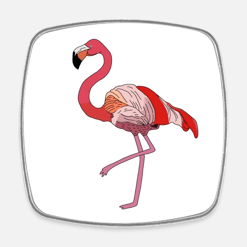 Flamingo - Viereckiger Kühlschrankmagnet - Weiß