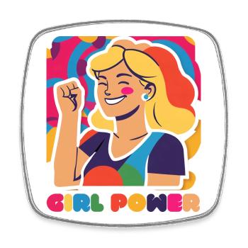 Girl Power Motifs - Statement, Feminism Women - Square fridge magnet - white - Front