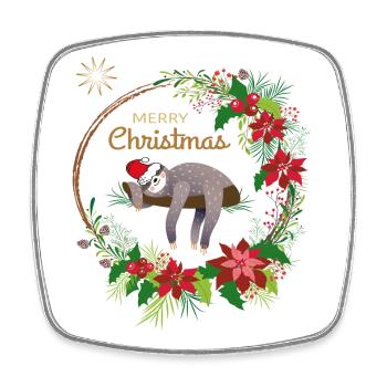 Le paresseux souhaite un joyeux Noël - Magnet carré - blanc - Devant