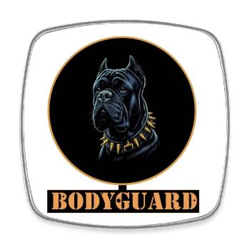 Bullmastiff Chien avec Collier à Pointes - noir - Magnet carré - blanc - Devant