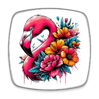 Flamingo - Viereckiger Kühlschrankmagnet - Weiß - Vorne