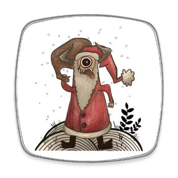 Lustiges Weihnachtsmann Monster - Viereckiger Kühlschrankmagnet - Weiß - Vorne