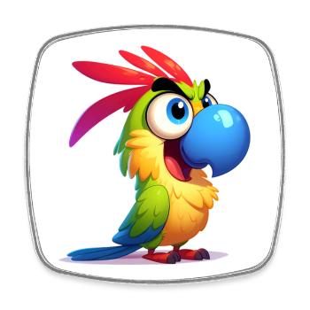 Parrot - Square fridge magnet - white - Front
