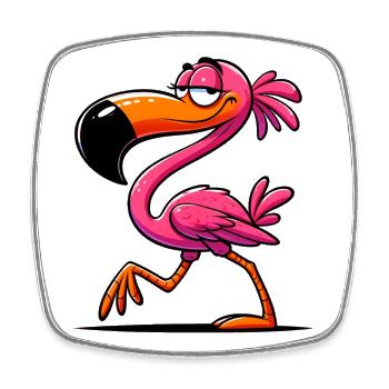 Flamingo - Viereckiger Kühlschrankmagnet - Weiß - Vorne