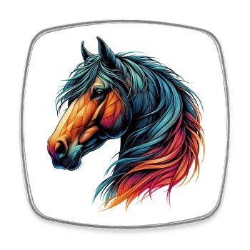 Cheval - Magnet carré - blanc - Devant