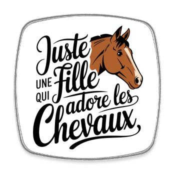 Juste Une Fille Qui Adore Les Chevaux Équitation - Magnet carré - blanc - Devant