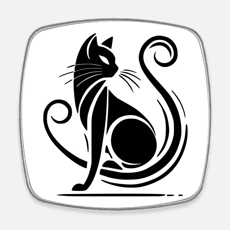 Moderne schwarze Katze - Viereckiger Kühlschrankmagnet - Weiß