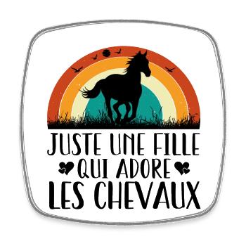 Juste Une Fille Qui Adore Les Chevaux Équitation - Magnet carré - blanc - Devant