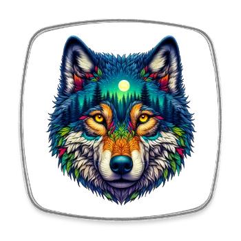Wolf - Viereckiger Kühlschrankmagnet - Weiß - Vorne
