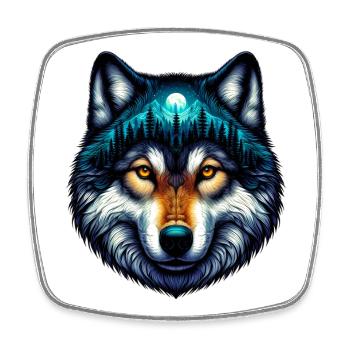 Wolf - Viereckiger Kühlschrankmagnet - Weiß - Vorne