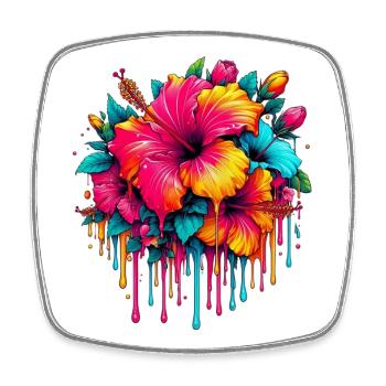 Hibiscus Flowers - Square fridge magnet - white - Front