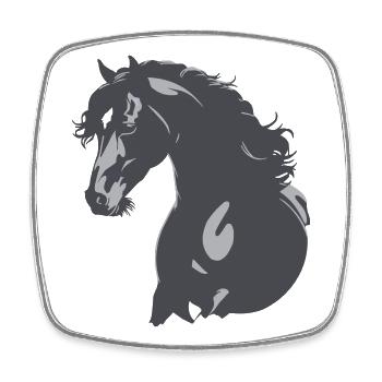 Silhouette de cheval noir - Magnet carré - blanc - Devant