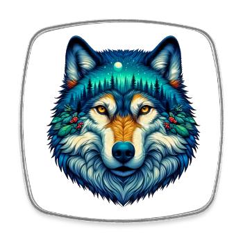 Loup - Magnet carré - blanc - Devant