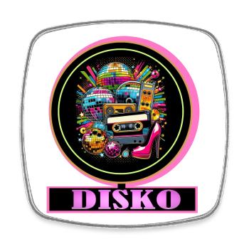 Disco Retro Kassette Neon Glanz - Viereckiger Kühlschrankmagnet - Weiß - Vorne