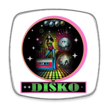 Disco Diva Neon Glitzerkugeln - Viereckiger Kühlschrankmagnet - Weiß - Vorne