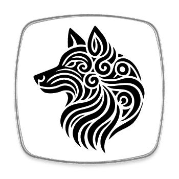 Hundefreunde Tribal Hundekopf - Viereckiger Kühlschrankmagnet - Weiß - Vorne