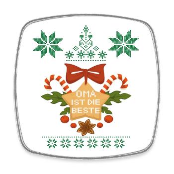 Grandma is the best Christmas - Square fridge magnet - white - Front