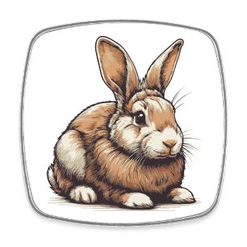 Lapin - Magnet carré - blanc - Devant