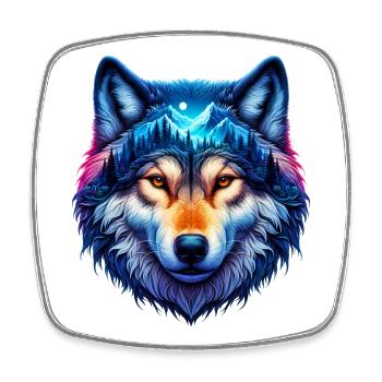 Wolf - Viereckiger Kühlschrankmagnet - Weiß - Vorne