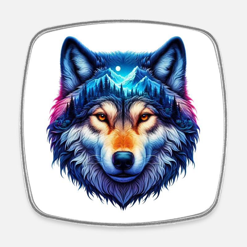 Wolf - Viereckiger Kühlschrankmagnet - Weiß