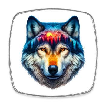 Wolf - Viereckiger Kühlschrankmagnet - Weiß - Vorne