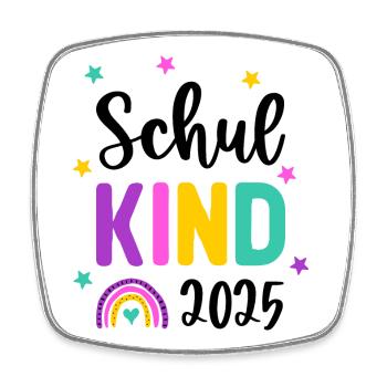 Schulkind 2025 Einschulung Regenbogen Schule - Viereckiger Kühlschrankmagnet - Weiß - Vorne