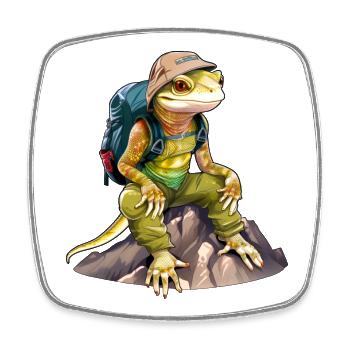 Lizard Mountaineer / Hiking Lizards - Square fridge magnet - white - Front