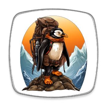 Pingouin Alpiniste / Pingouins de randonnée - Magnet carré - blanc - Devant
