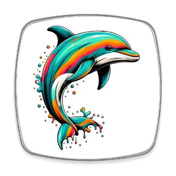Dolphin - Square fridge magnet - white - Front