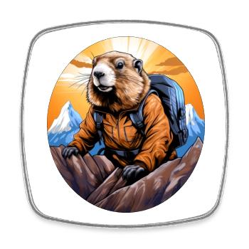Marmot Mountaineer / Hiking Marmots - Square fridge magnet - white - Front