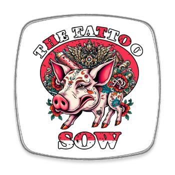 The tattoo pig - Square fridge magnet - white - Front