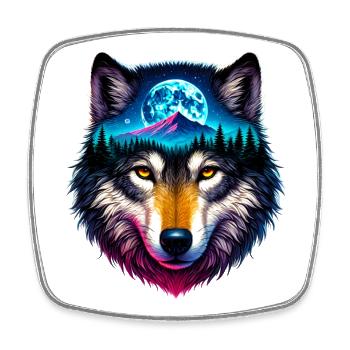 Loup - Magnet carré - blanc - Devant
