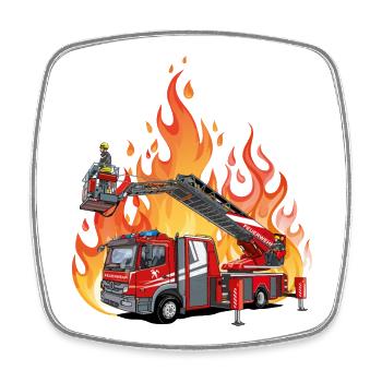 Fire brigade and flames - Square fridge magnet - white - Front