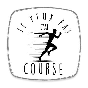 Je peux pas, j'ai course. - Magnet carré - blanc - Devant