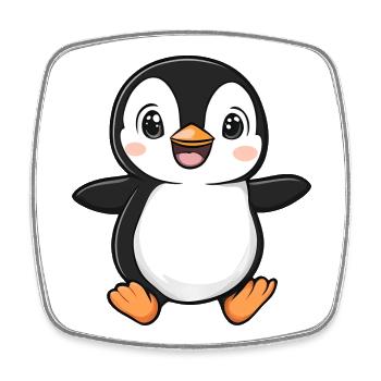 Cute Adorable Penguin - Charming Cartoon Design - Square fridge magnet - white - Front